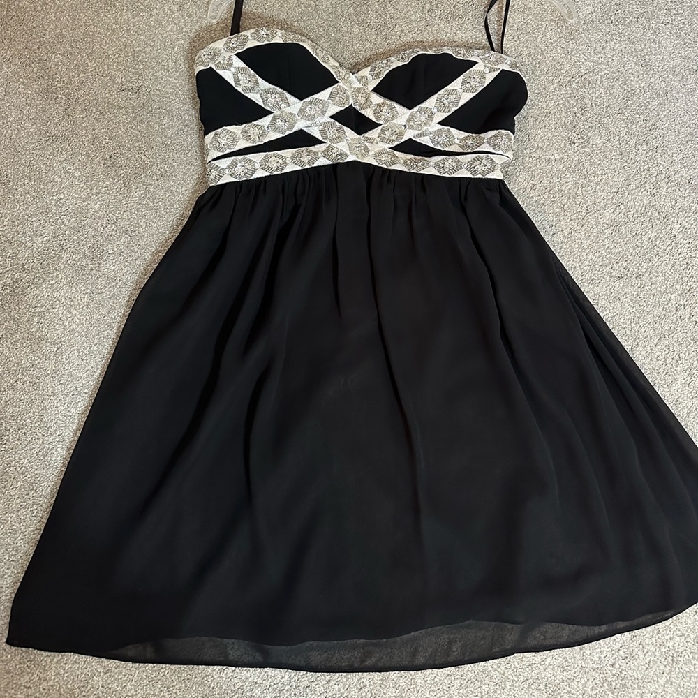 Pookie and Sebastian black strapless dress